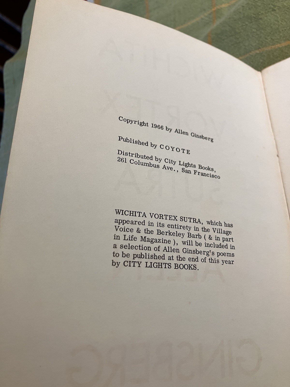 WICHITA VORTEX SUTRA ALLEN GINSBERG, Very Good Vintage Condition