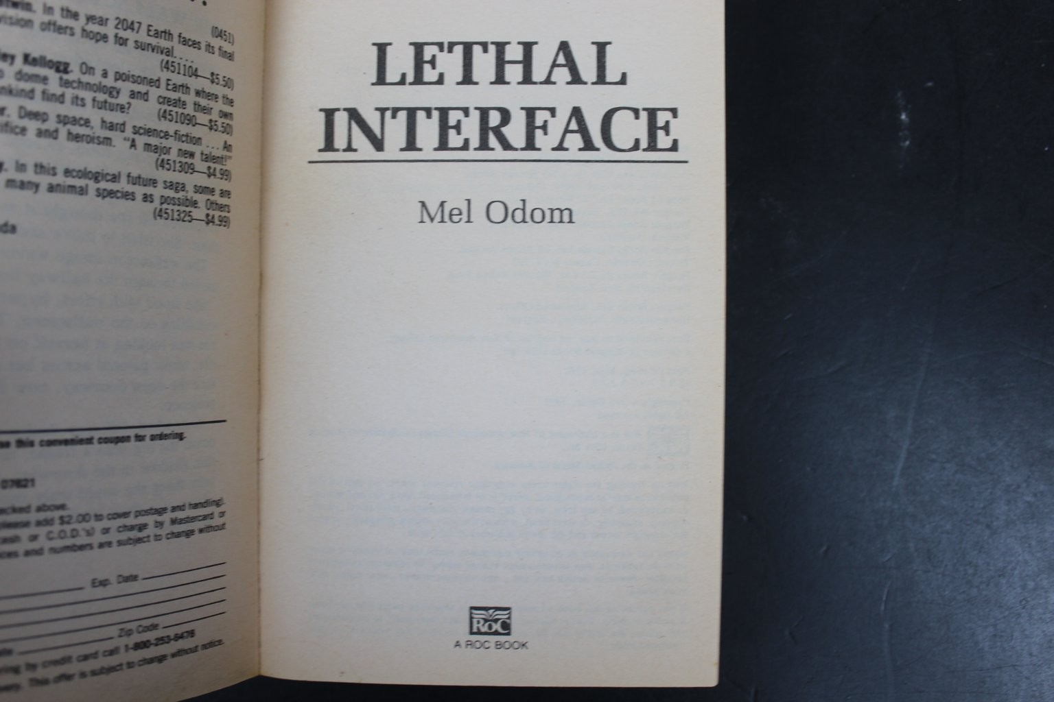 Lethal Interface Mel Odom 1992 First Printing Science Fiction Thriller ROC VG