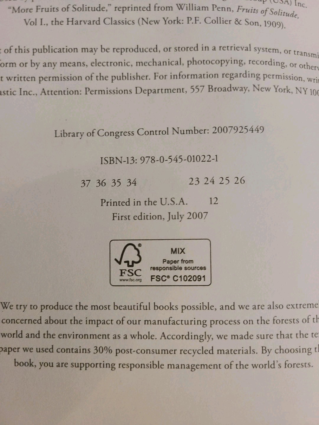 Harry Potter and the Deathly Hallows – 1st Edition- Error Edition 759 End Page