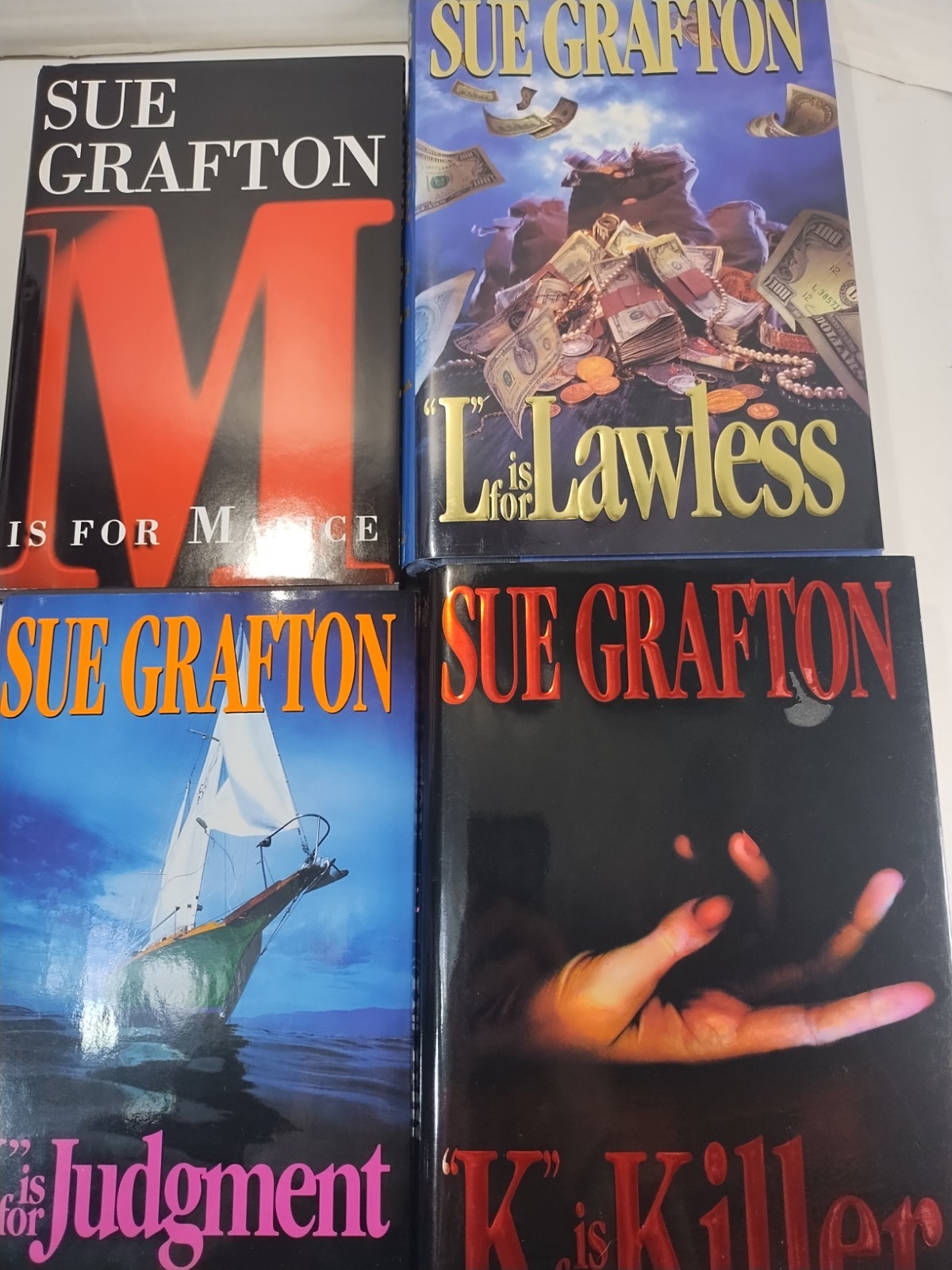 Sue Grafton Alphabet Series Lot Of 17 A-Q First Edition Hardcover w/ Dust Jacket