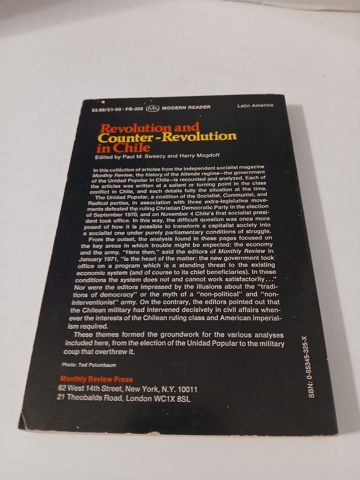Revolution and Counter-Revolution In Chile by Paul M. Sweezy & Harry Magdoff