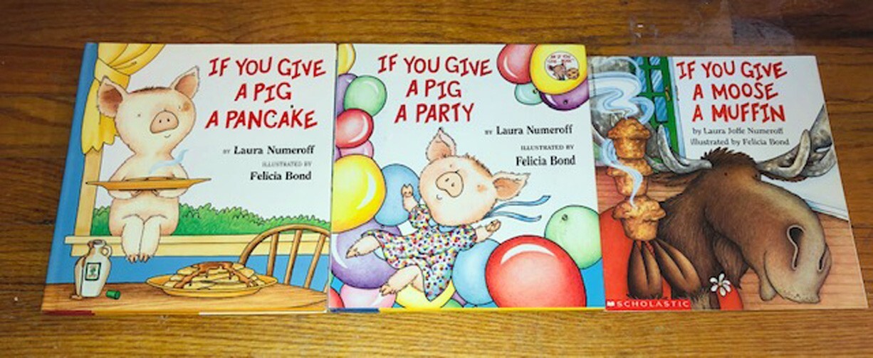 Lot of 3 Laura Numeroff Children’s Picture Book Pig Pancake Party Moose Muffin