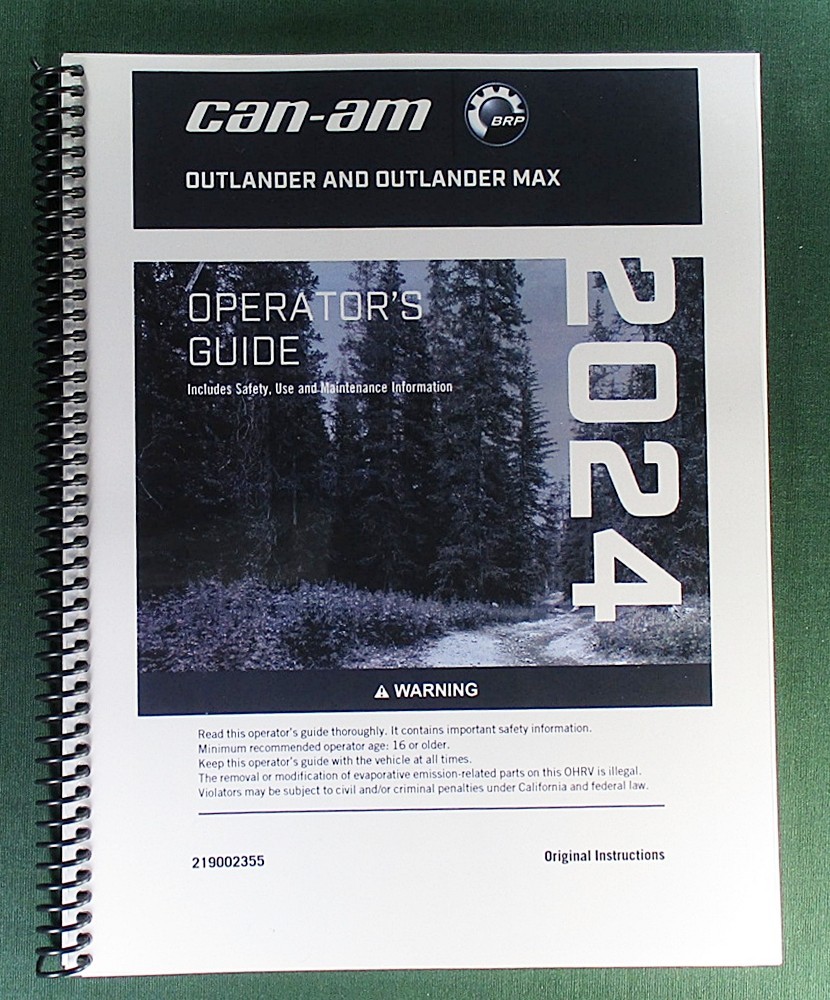 2024 Can-Am Outlander 850 XT-P Owner’s Manual: 276 Pages & Protective Covers