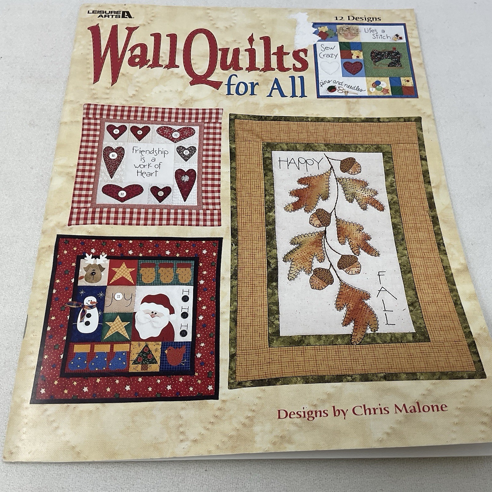 Leisure Arts WALL QUILTS #3361 with 12 Designs 2002 48 pages Vintage