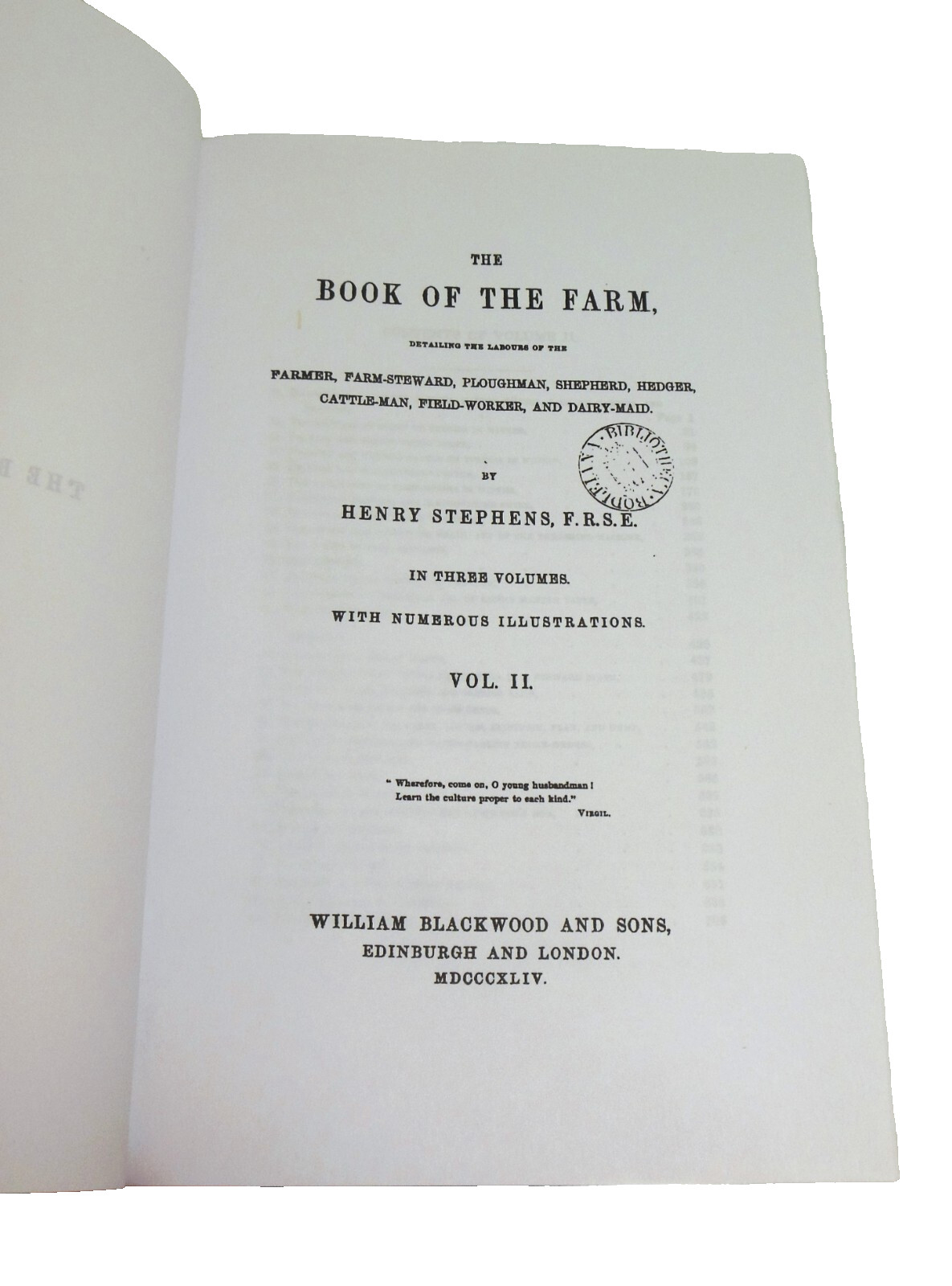 Book of the Farm Henry Stephens Agriculture Farming REPUBLICATION OF 1844 Vol 2