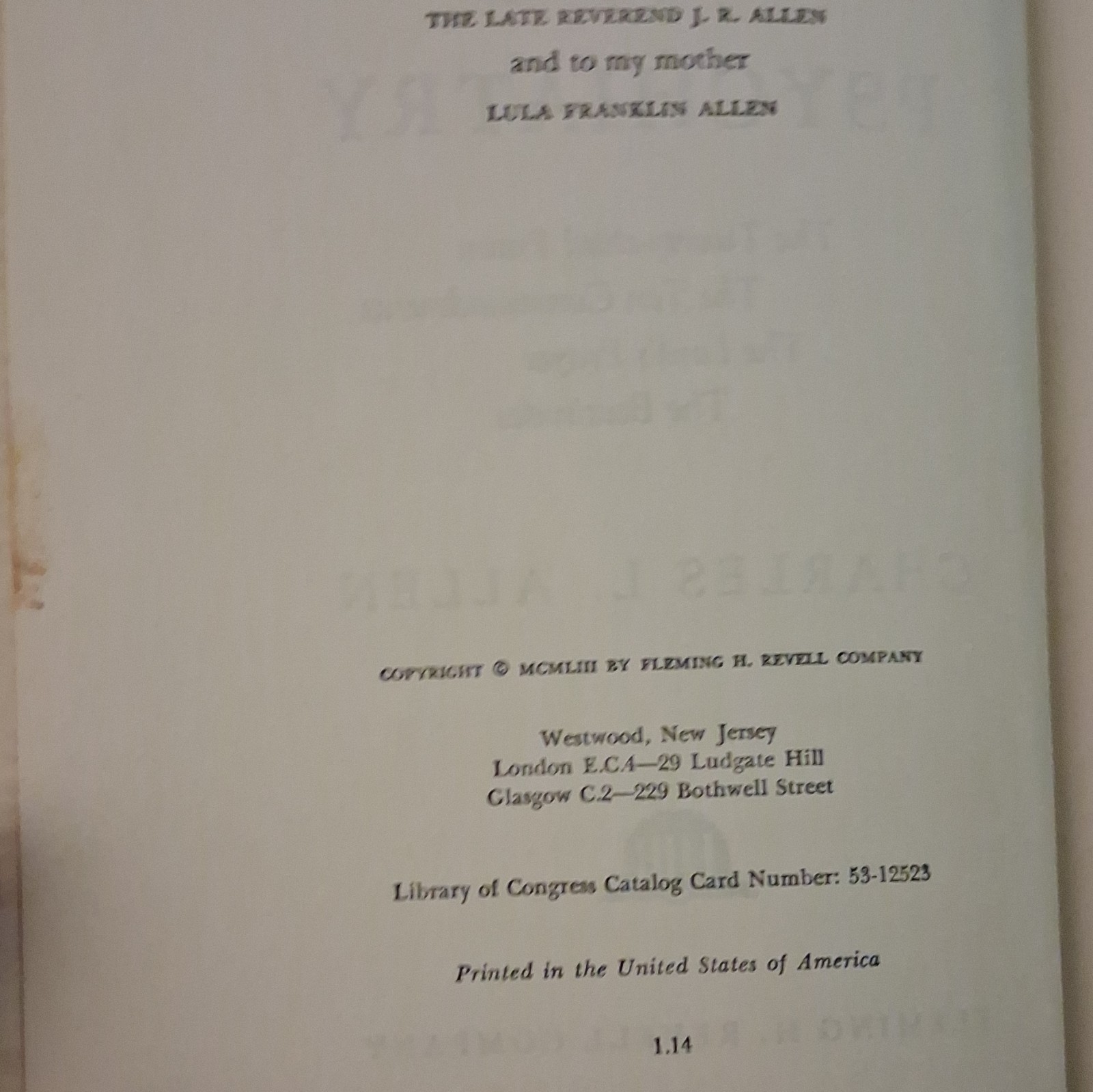 Charles L. Allen God’s Psychiatry HC Fleming H. Revell Company 1953