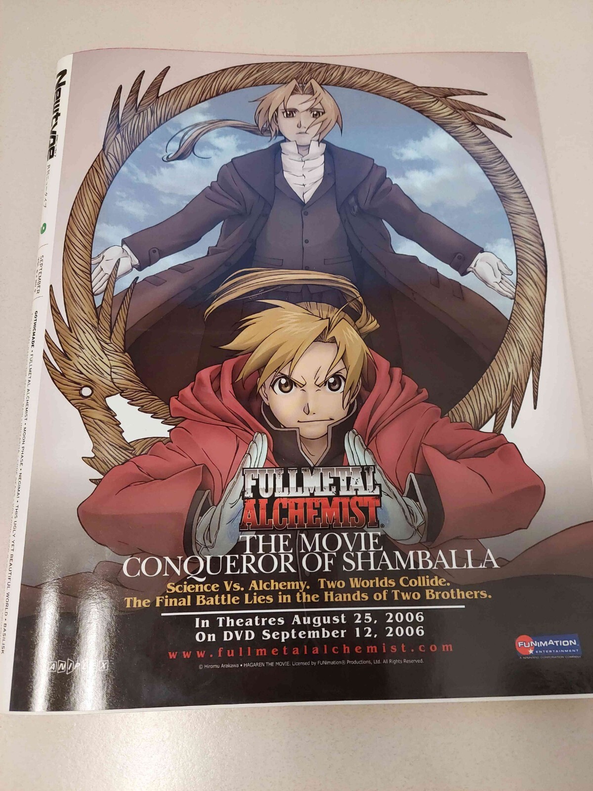 NewType USA 2006 Sept w/centerfold. Code Geass / Baslisk / Full metal panic