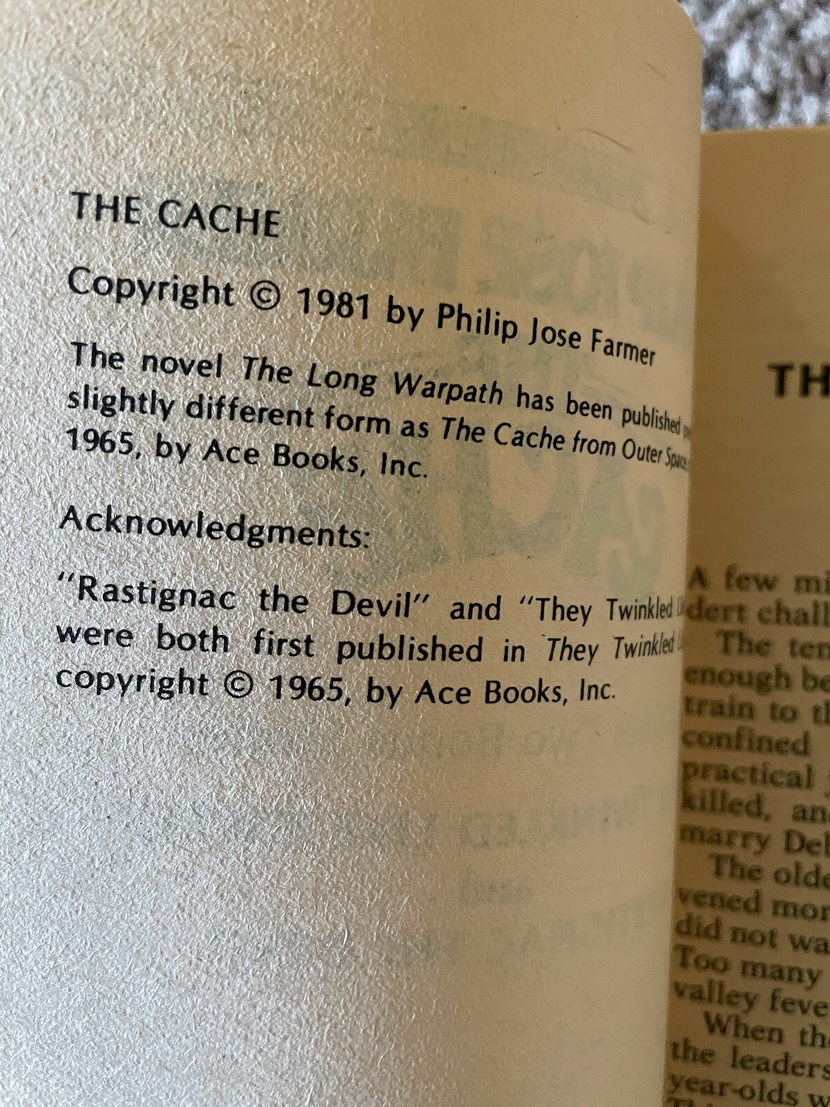 THE CACHE (Tor, 1981) + THE GREEN ODYSSEY (Sphere, UK, 1983) Philip Jose Farmer
