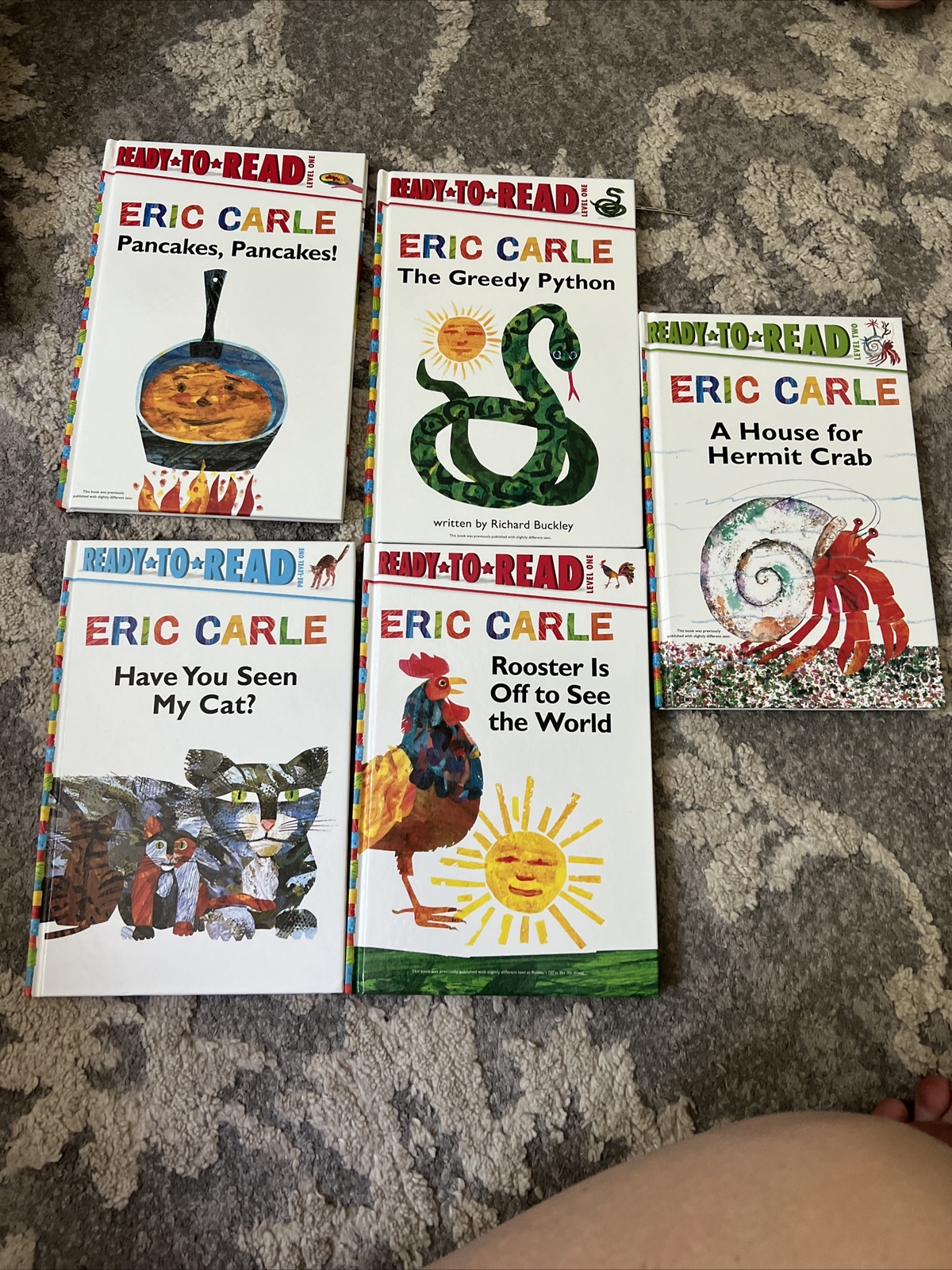 Lot of 5 Ready to Read Books ERIC CARLE Python Pancake Cat Crab Rooster