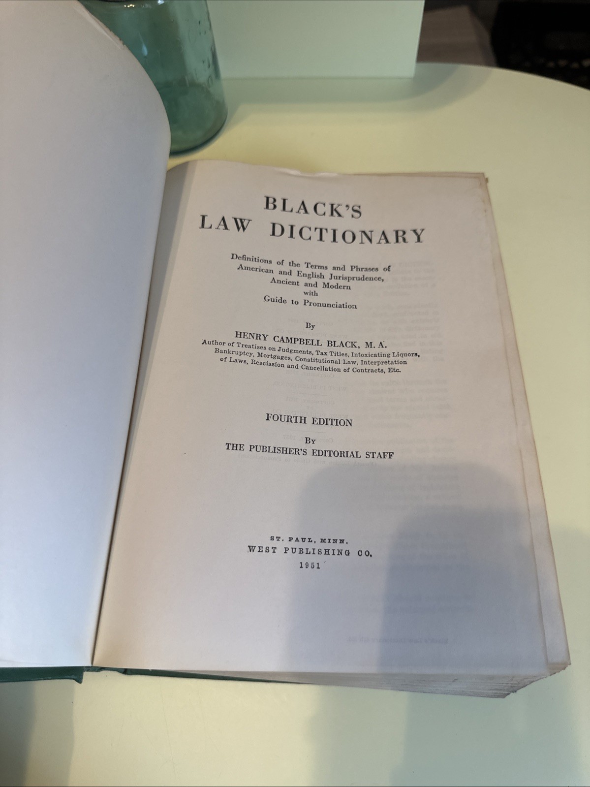 BLACKS LAW DICTIONARY FOURTH EDITION WEST PUBLISHING 1951 HENRY CAMPBELL HC BOOK
