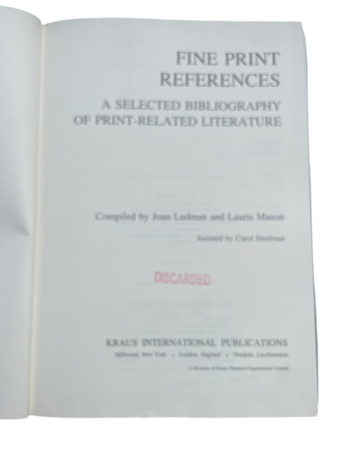 Fine Print References: A Selected Bibliography of Print-Related Literature