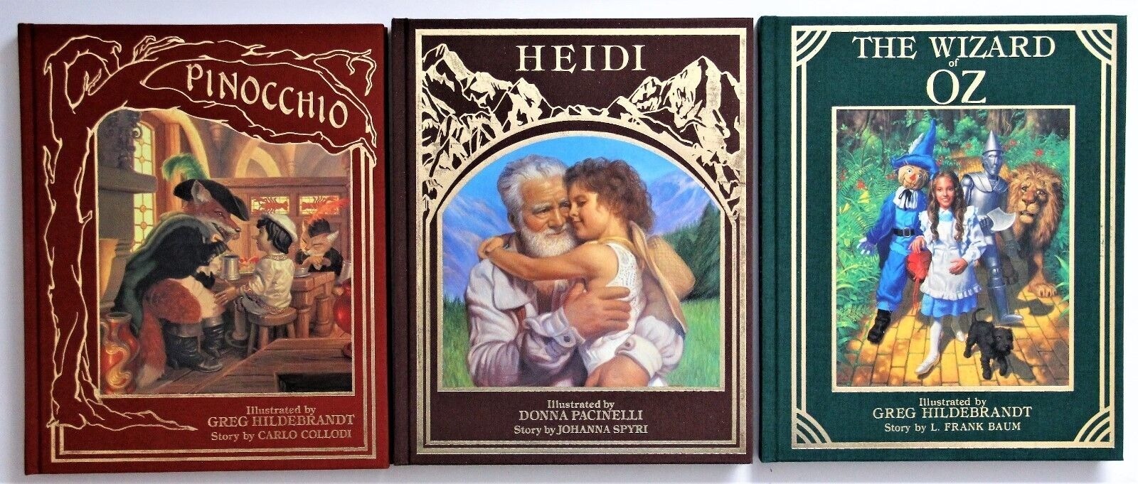 Childrens Classic Library Set Of 3 Heidi Pinocchio & Wizard Of Oz Hardcover Book