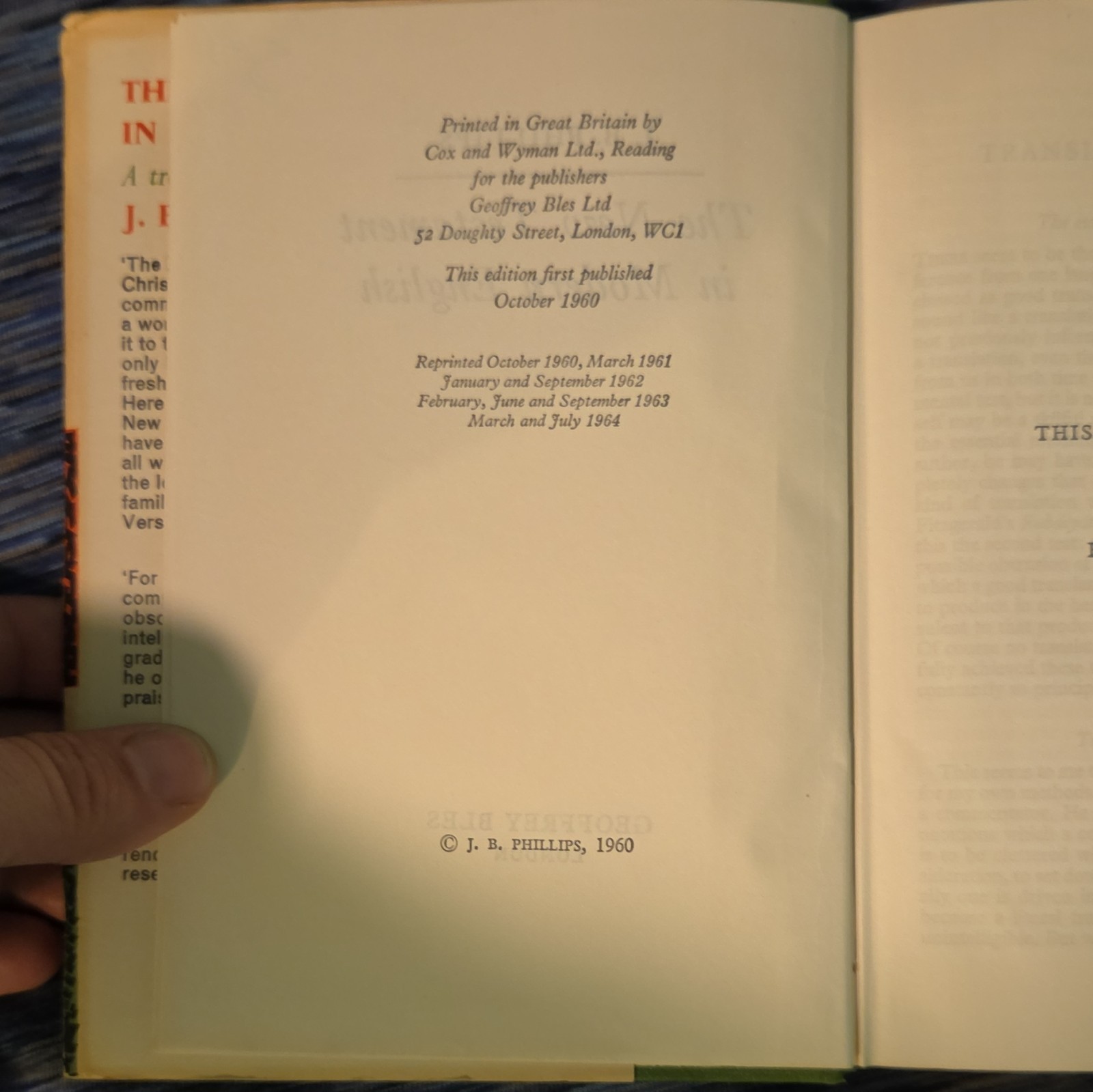 j b phillips the new testament in modern english hc dj geoffrey bles 1964 rp