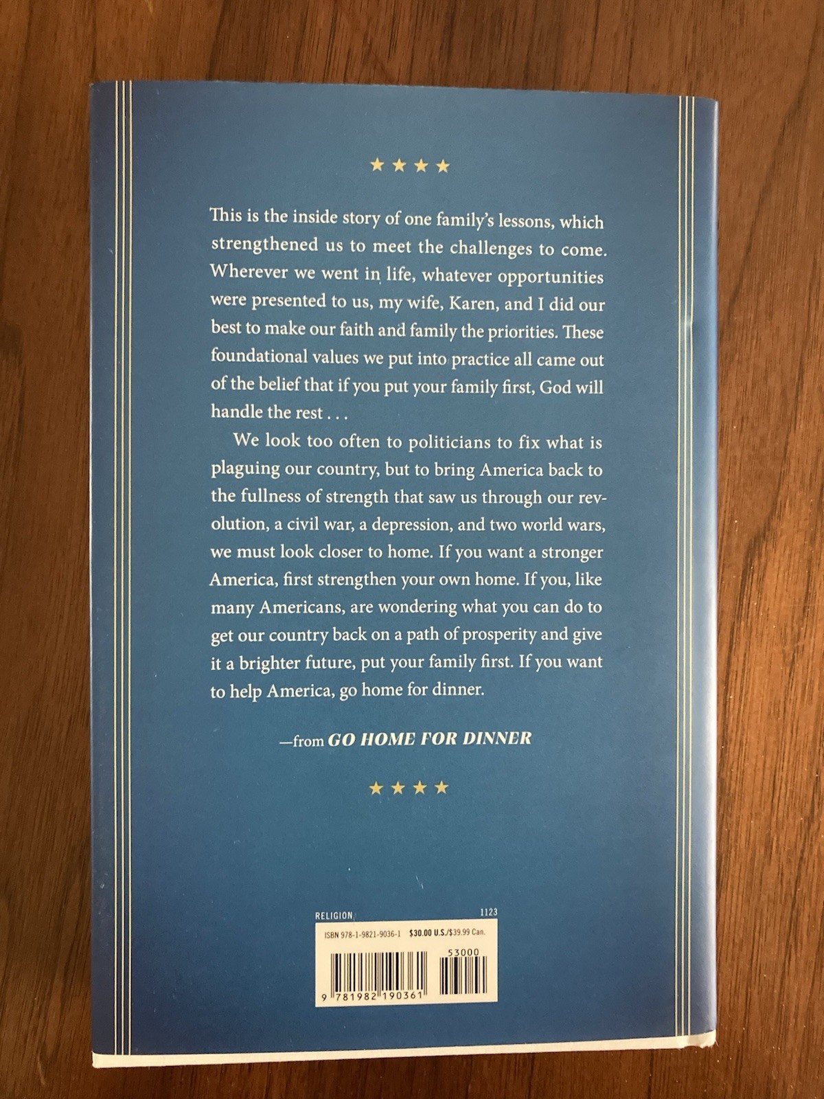 Go Home for Dinner – by Mike Pence (Hardcover) NEW!