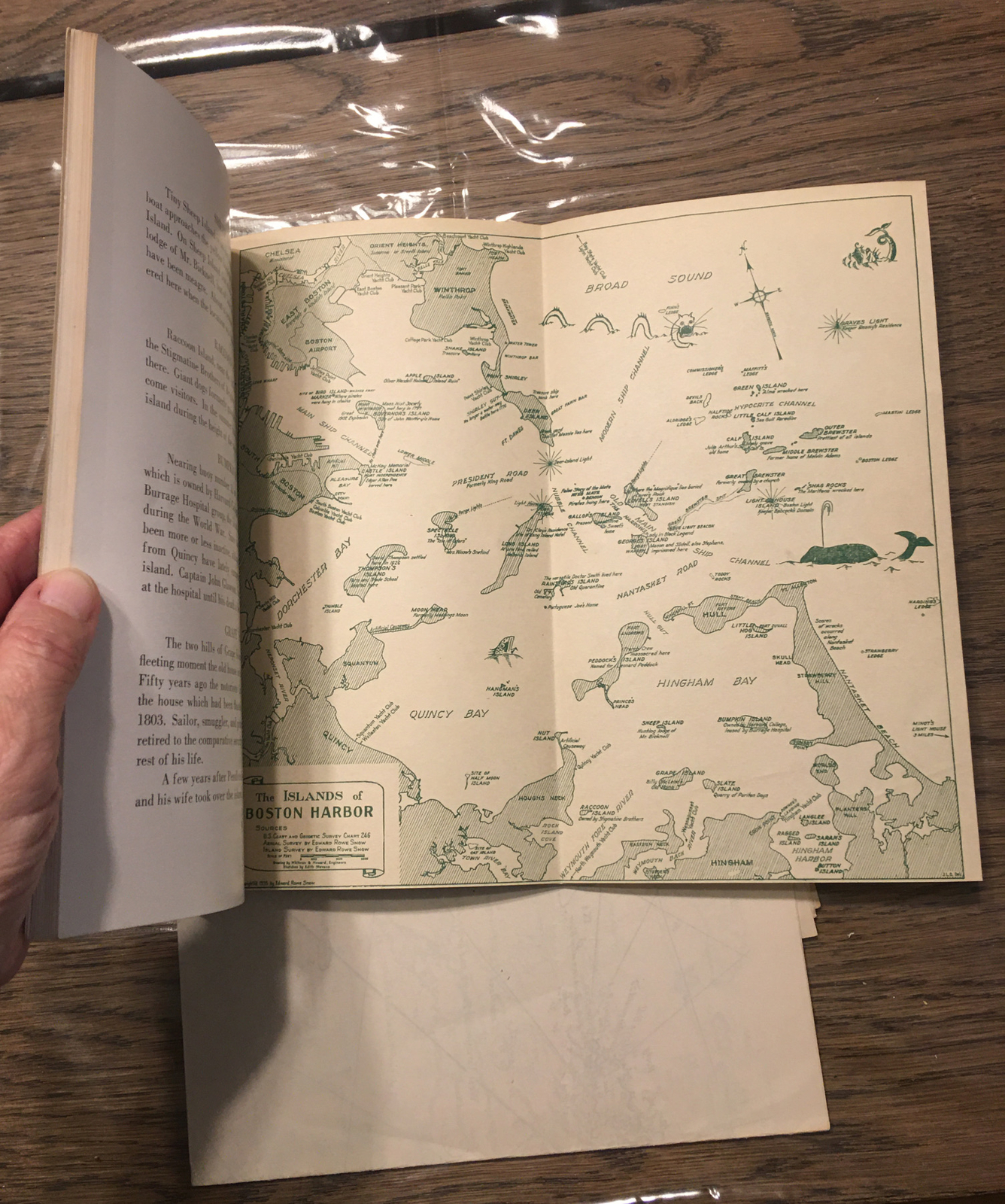 Vintage Boston MA 1941 “SAILING DOWN BOSTON BAY” Edward Rowe Snow SIGNED +4Maps