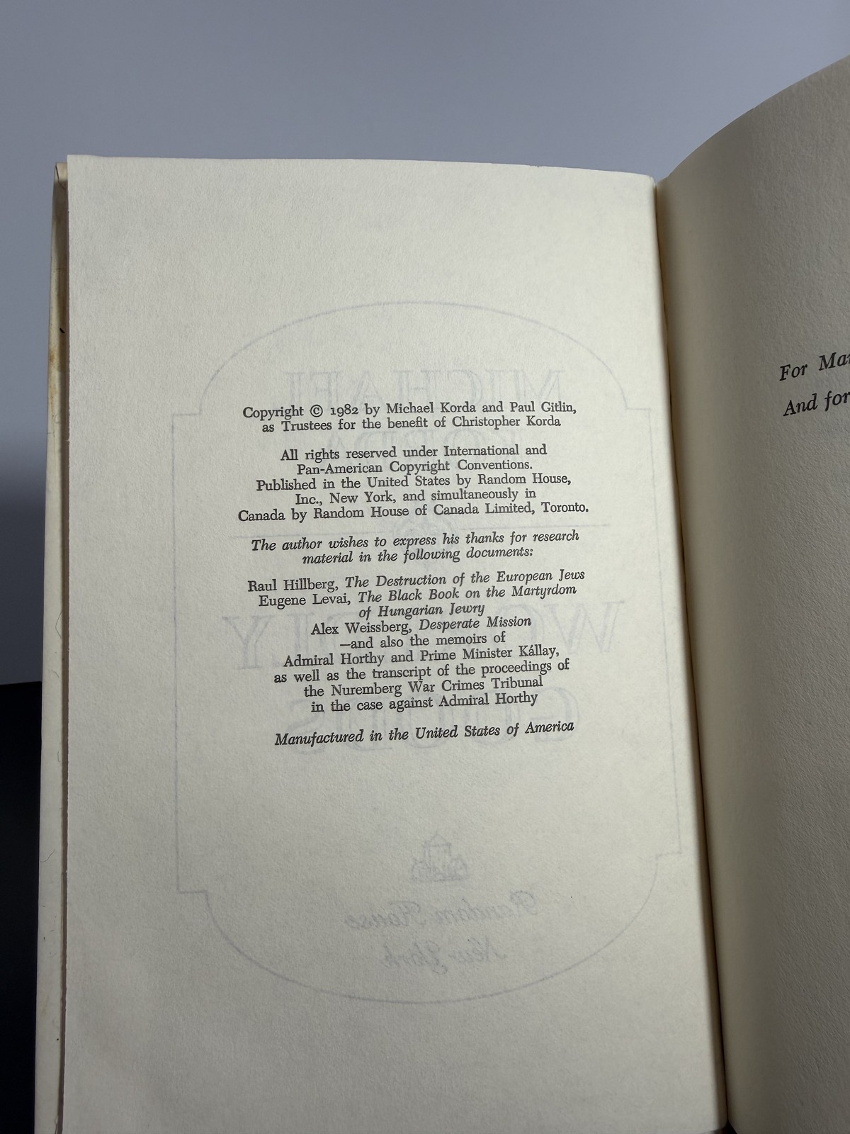 Worldly Goods by Michael Korda – 1982 Book Club Edition Hardcover w/ Dust Jacket