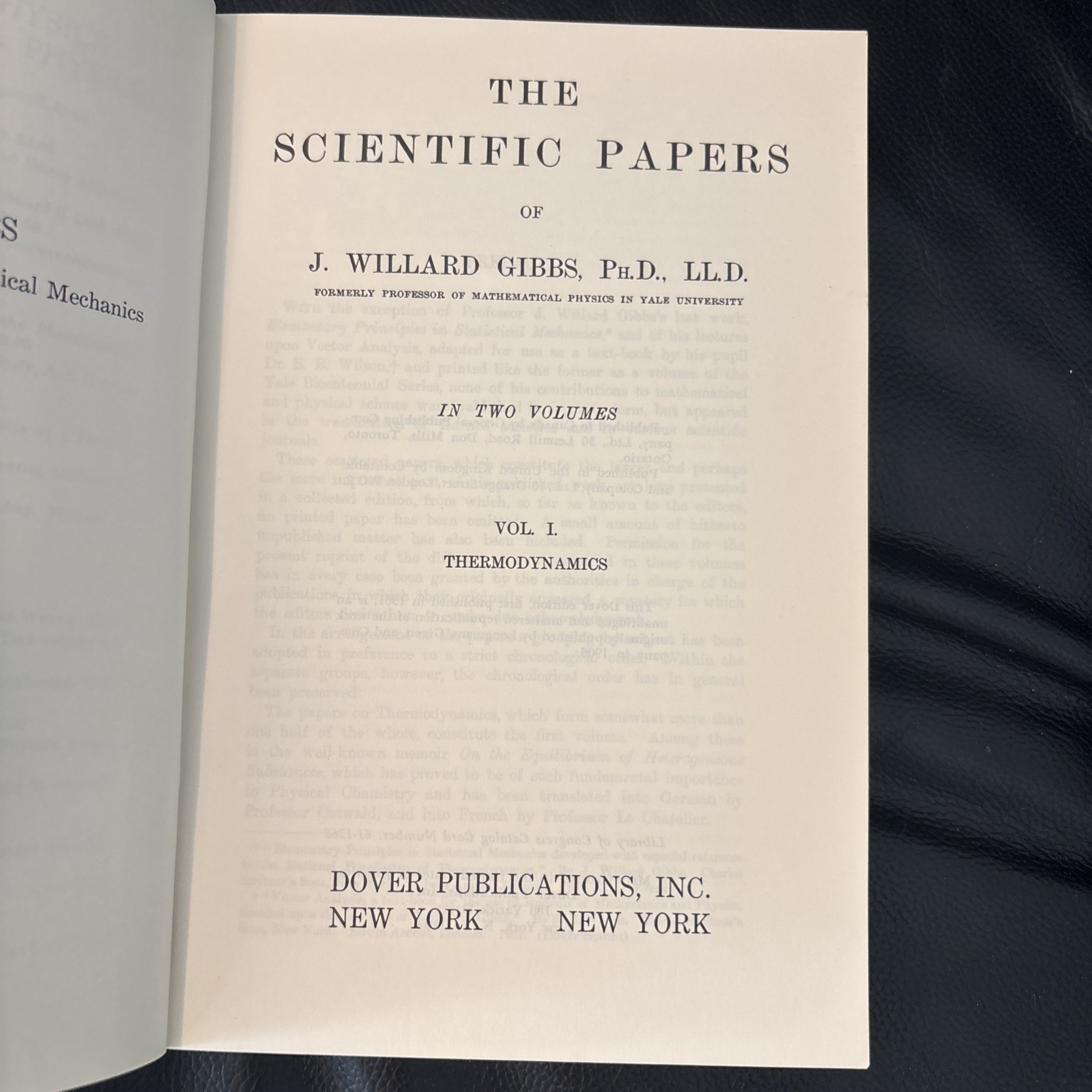 The Scientific Papers of J.Willard Gibbs, Volumes 1 and 2