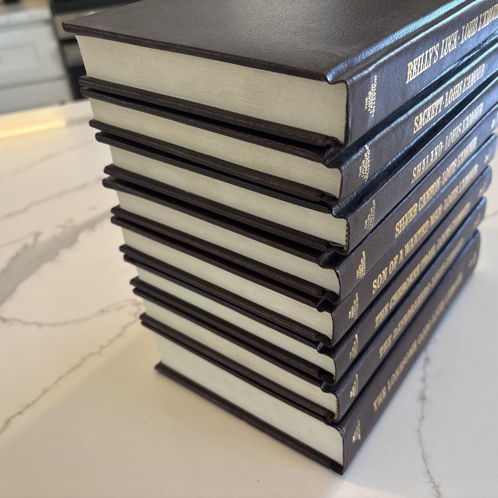 The Louis L’Amour Collection Bantam Leatherette Hardcover Edition Lot Of 8. O-14