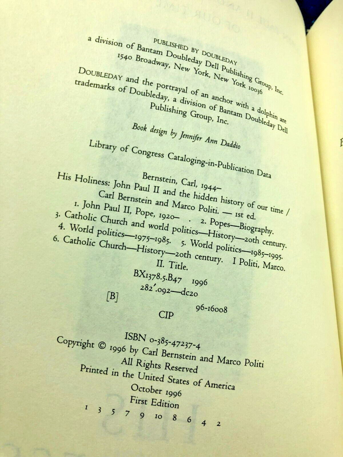 RARE 1ST PRINT! His Holiness : Jean-Paul II by Bernstein, Carl (2008) FINE HC DJ