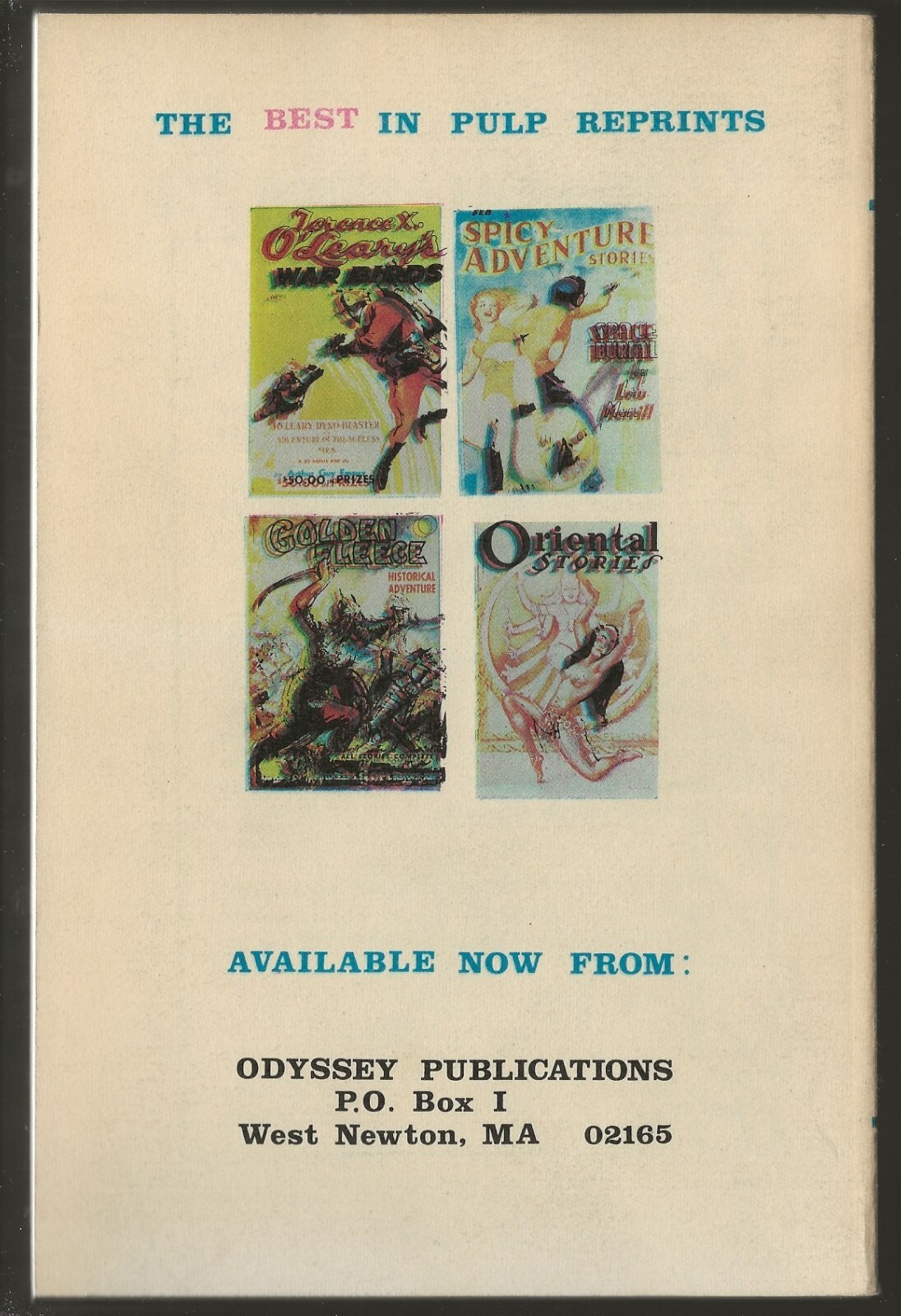 Odyssey 01- Spicy Adventure Stories (Odyssey, 1974) 1st, reprints Feb 1941 issue
