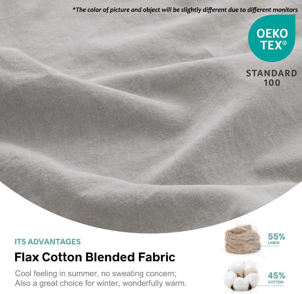 Simple Opulence Belgian Linen Queen Sheet Set 4 Piece Grey Flax Blend