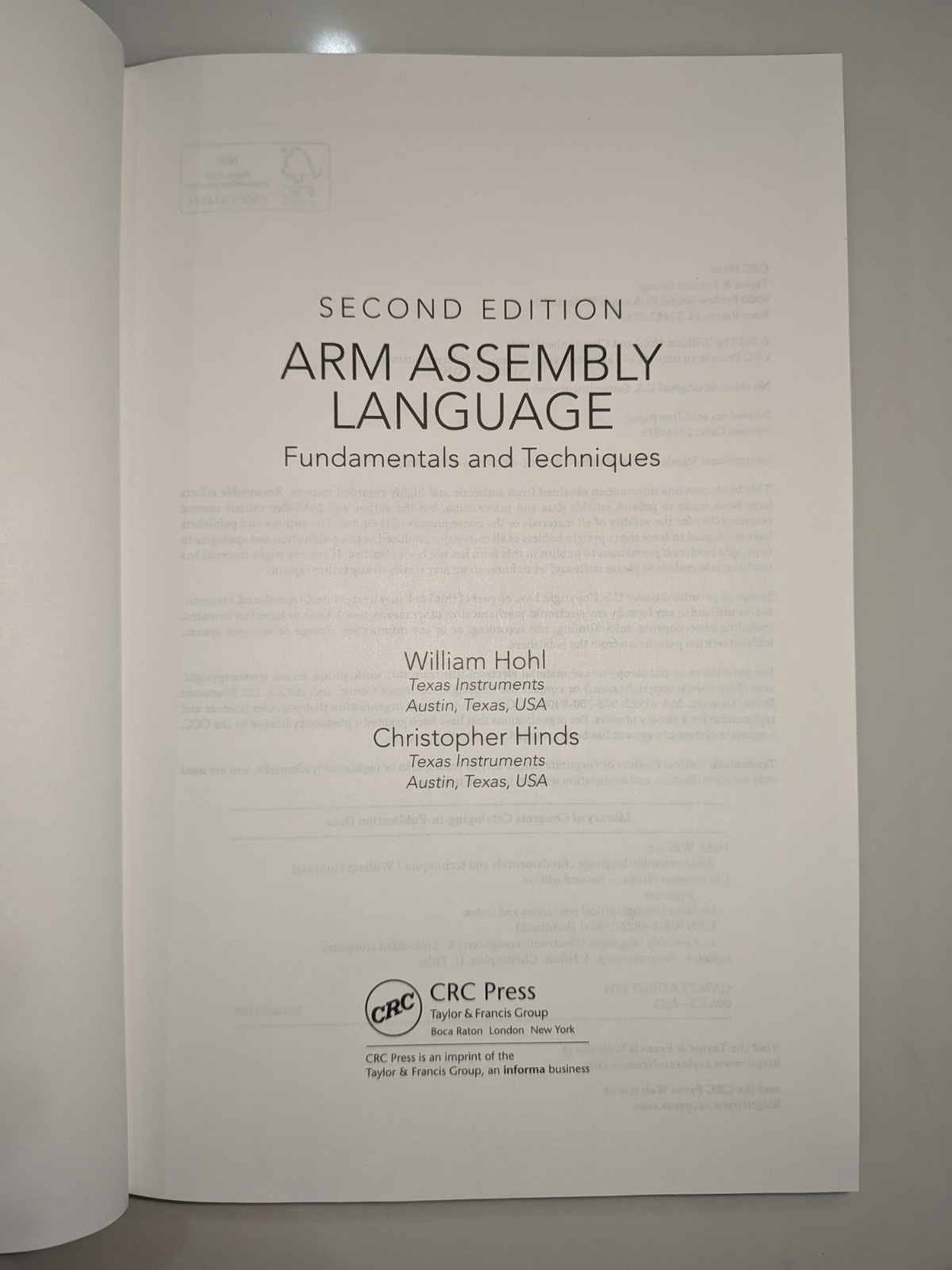 ARM Assembly Language Fundamentals and Techniques – 2nd Edition – Hohl Hinds