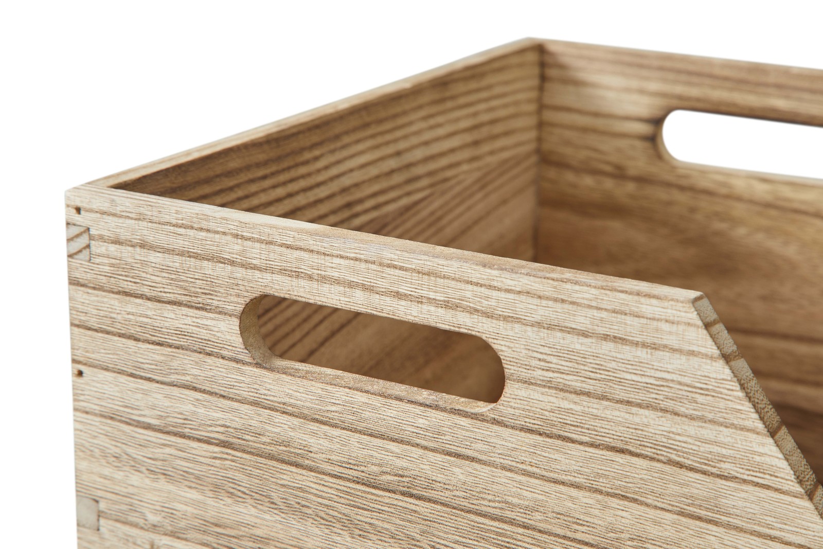 2-Piece Set Natural Wood Stacking Open Front Decorative Storage Bins, 11 in X 16