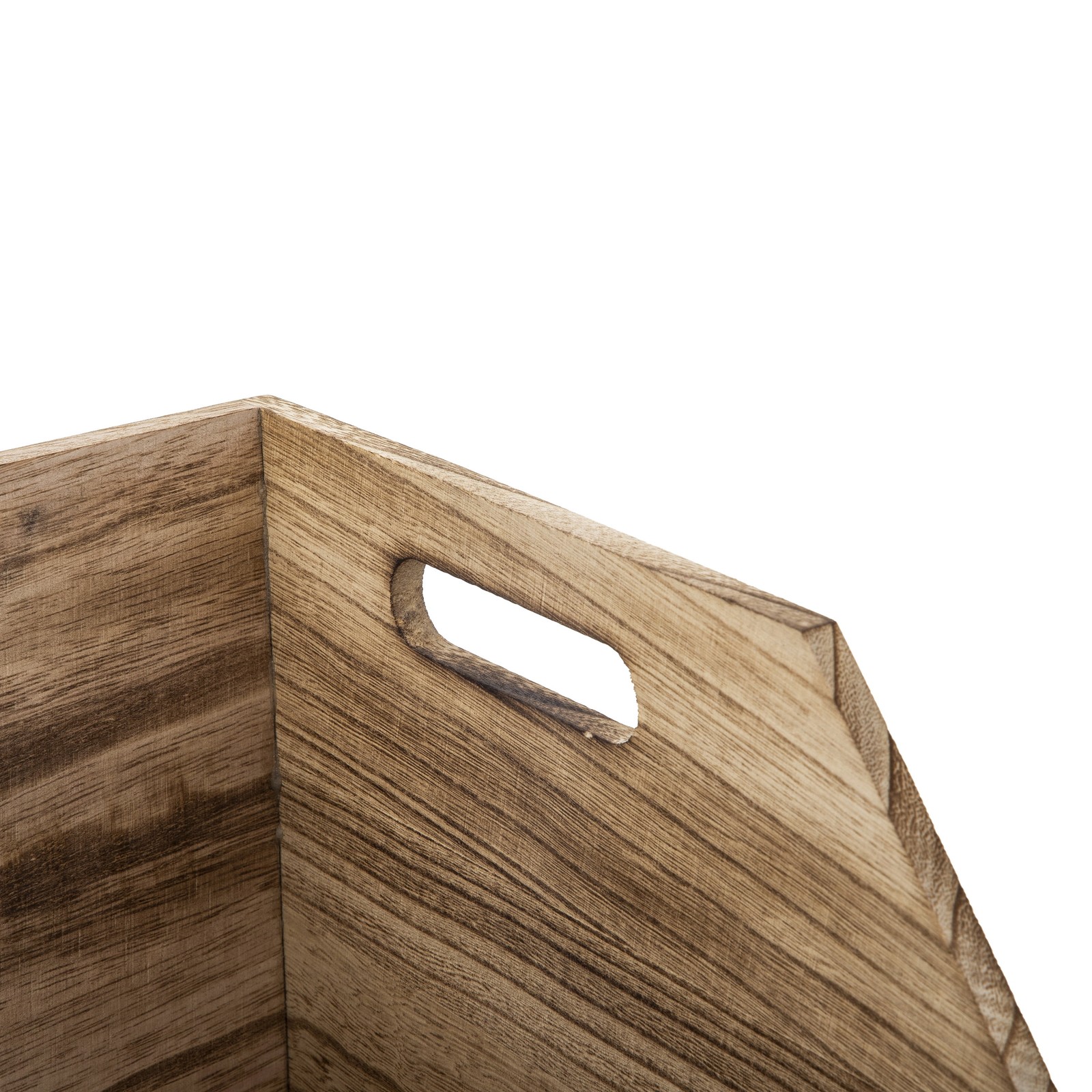 2-Piece Set Natural Wood Stacking Open Front Decorative Storage Bins, 11 in X 16