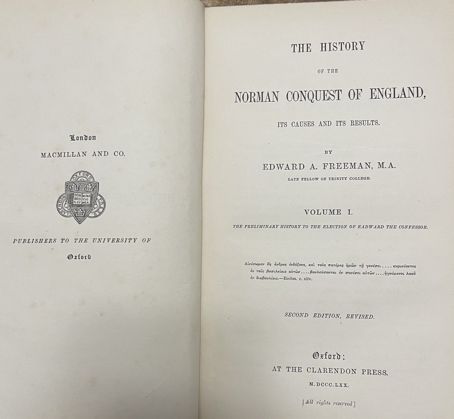 History of the Norman Conquest of England 5 Vol Set Freeman 1870 2nd Ed HC
