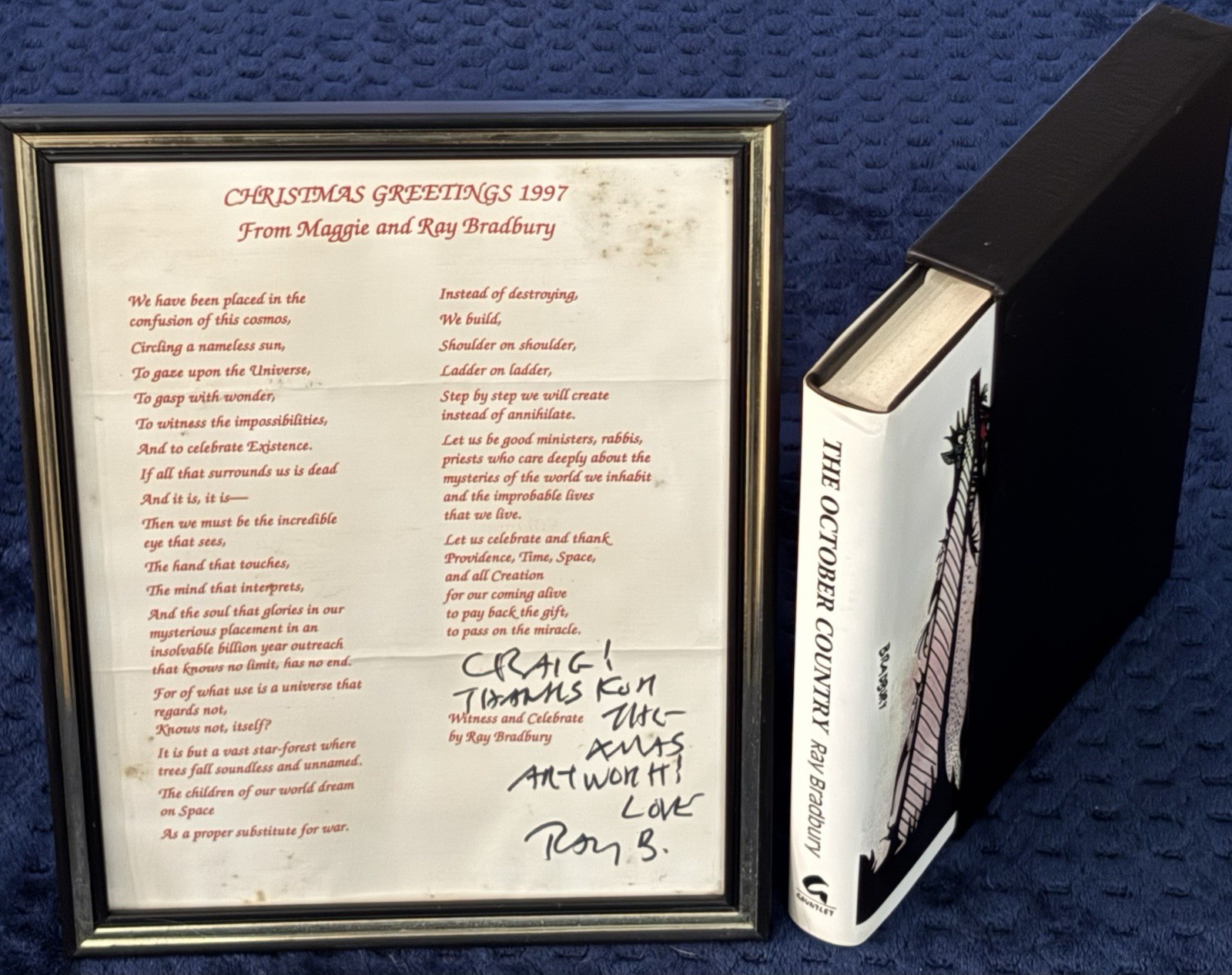 Ray Bradbury: The October Country 40th Signed/ Numbered: PC of 500 & Xmas Card