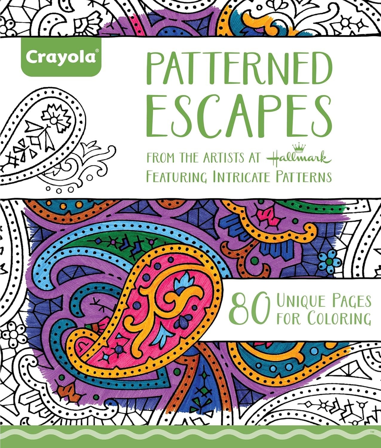 Hallmark Crayola Patterned Escapes Adult Coloring Book 80 Pages Brand New