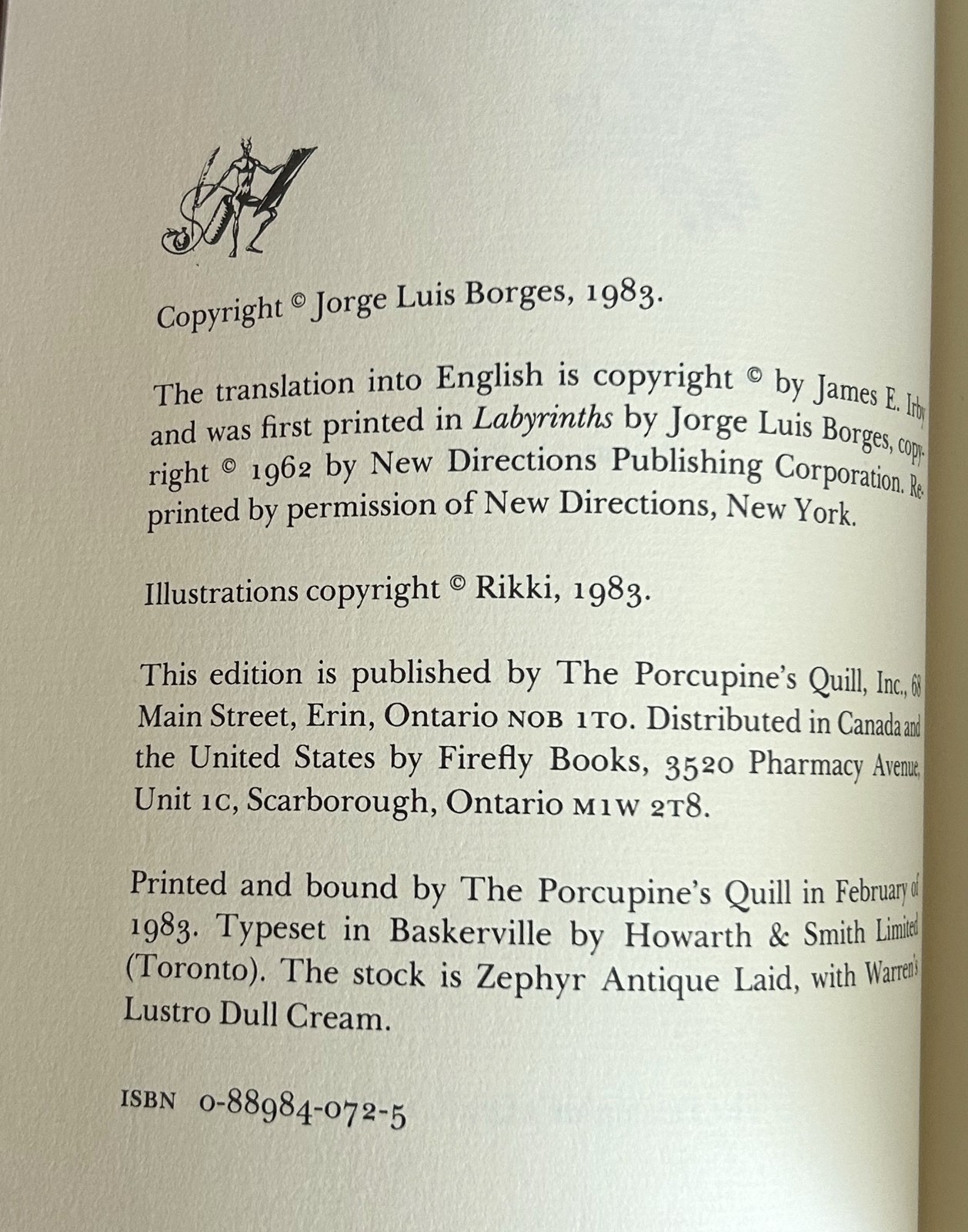 Jorge Luis Borges – Tlön, Uqbar, Orbis Tertius – 1983 The Porcupine’s Quill