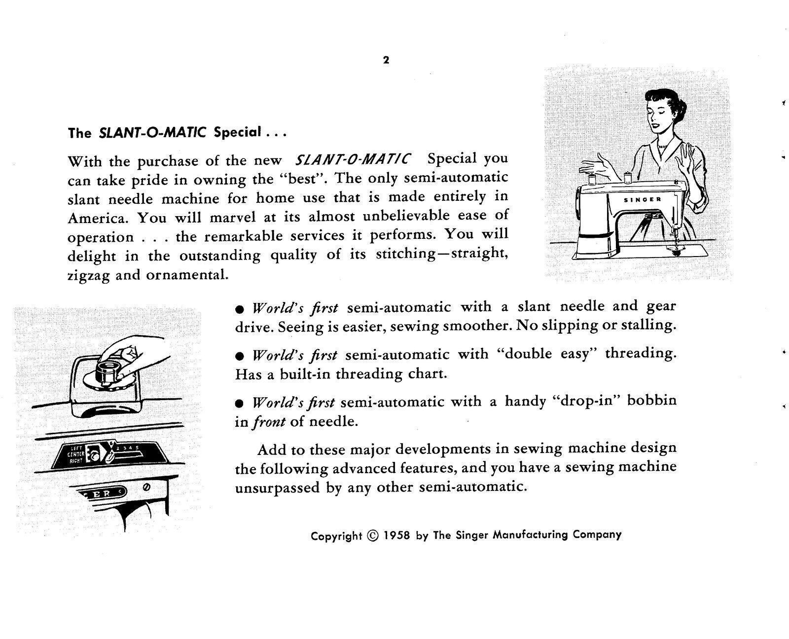 Singer 403 Special Slant O Matic Sewing Machine Instructions Manual – COIL BOUND