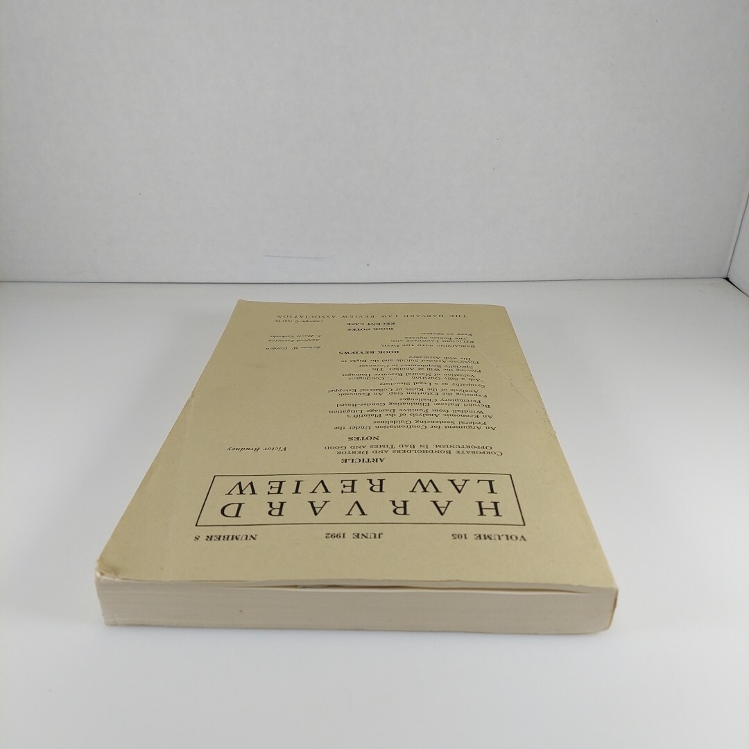 Harvard Law Review June 1992 Volume 105 Number 8 Paperback