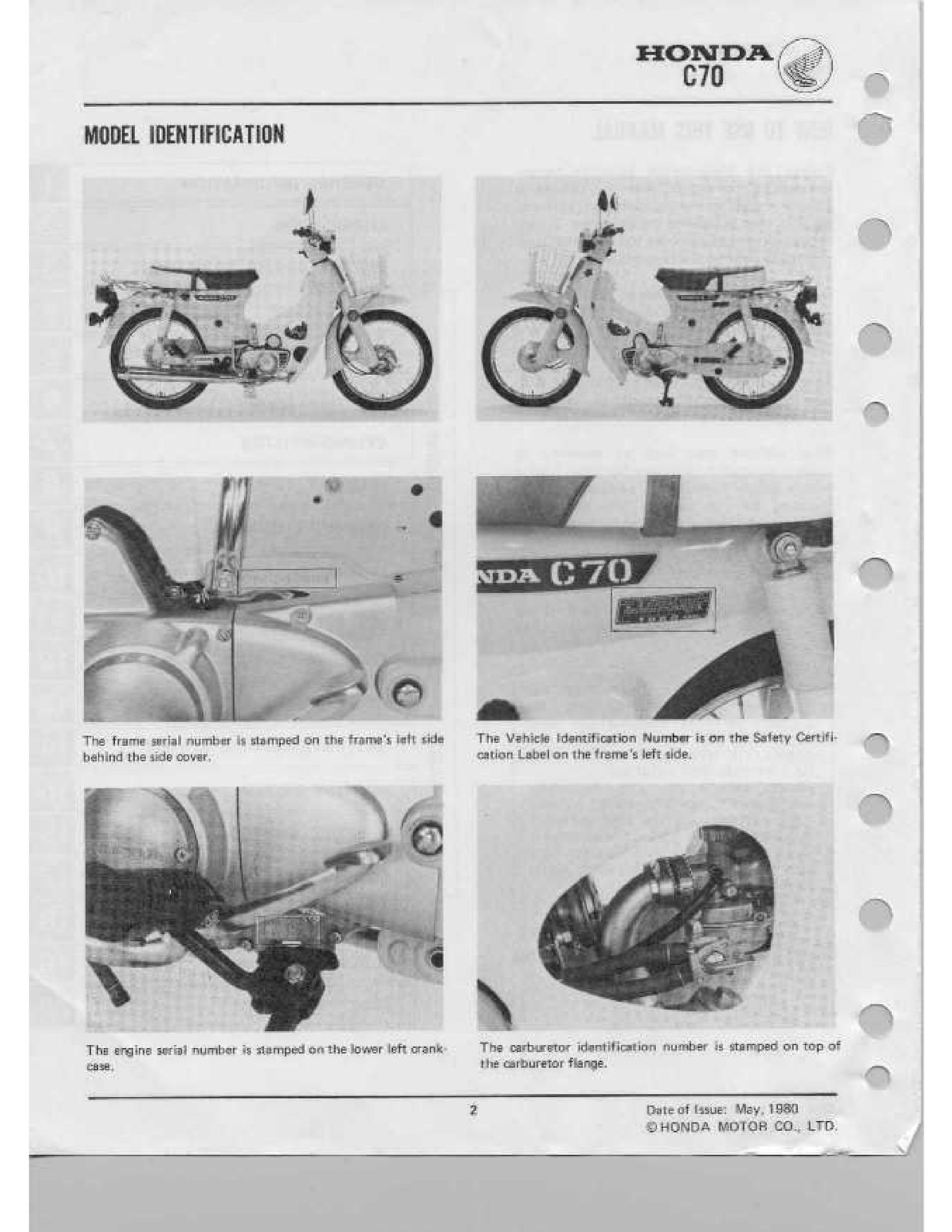 HONDA C70 Shop Manual 1980 Through 1982 1981, ROBUST BINDING – TOUGH COVERED