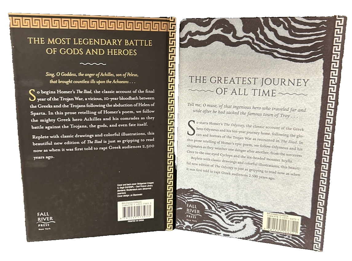 ❤️2-Book Set: THE ILLUSTRATED ILIAD & ODYSSEY by Homer Hardcover Classics