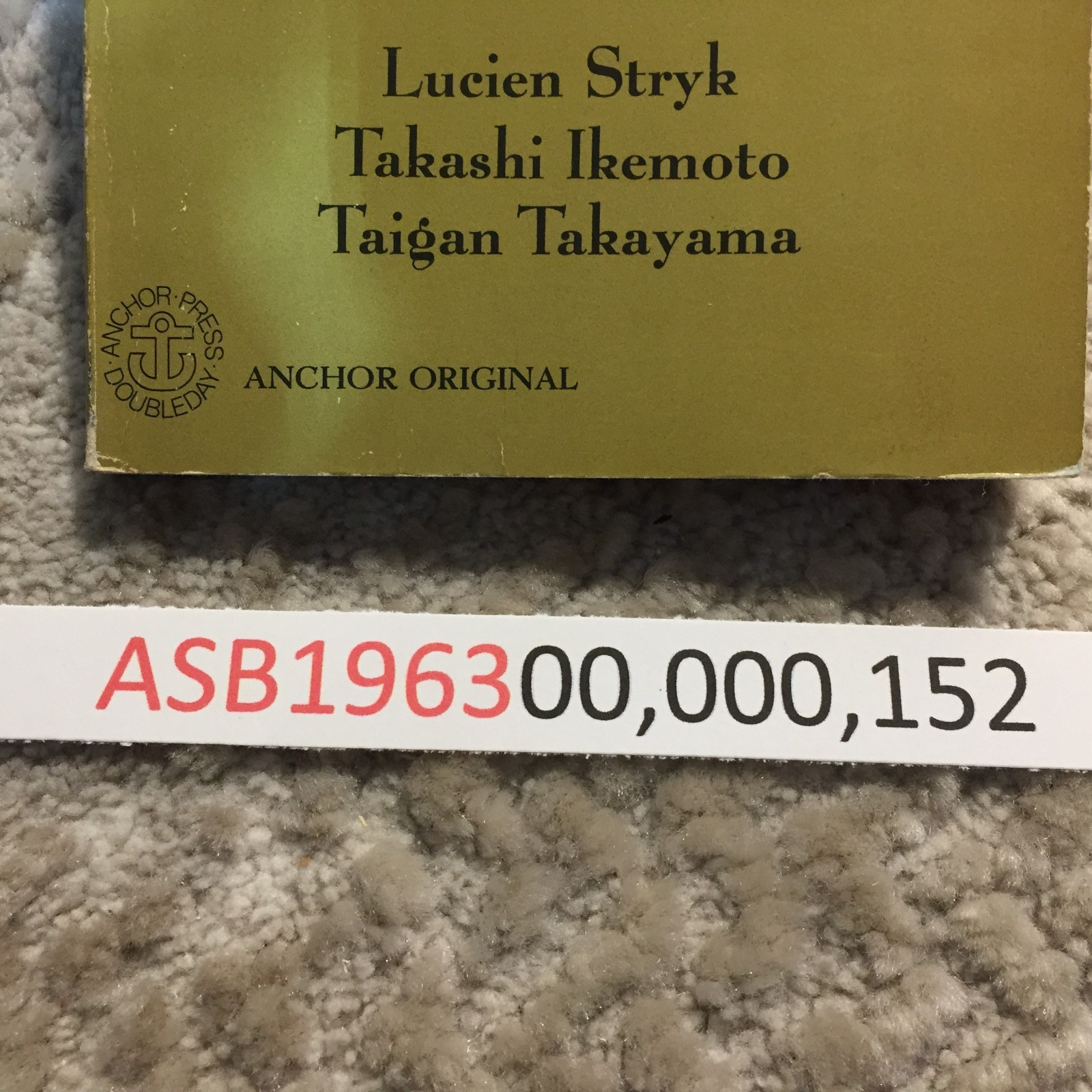 Zen Poems Of China And Japan The Crane’s Bill Lucien Stryk 1973 Anchor Poetry