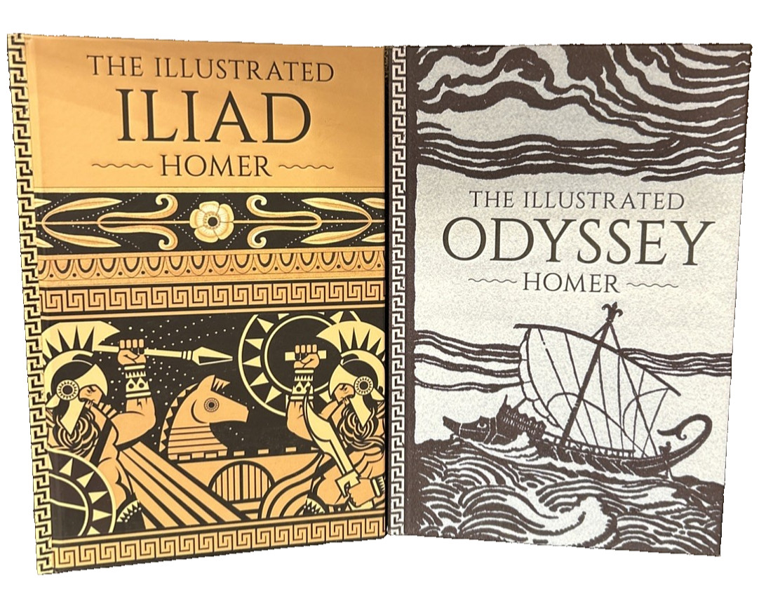 ❤️2-Book Set: THE ILLUSTRATED ILIAD & ODYSSEY by Homer Hardcover Classics