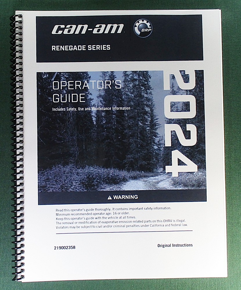 2024 Can-Am Renegade X xc 1000R Owner’s Manual: 240 Pages & Protective Covers
