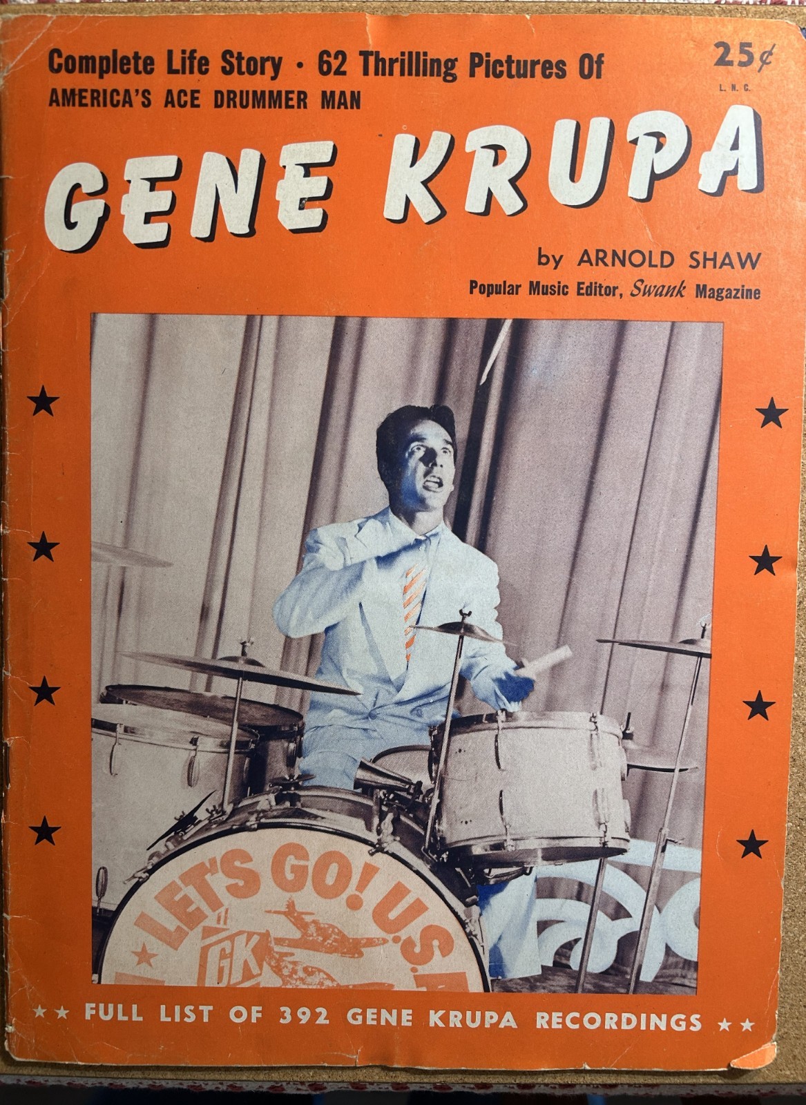 1945 Magazine “GENE KRUPA COMPLETE LIFE STORY” Arnold Shaw Jazz Drummer Photos