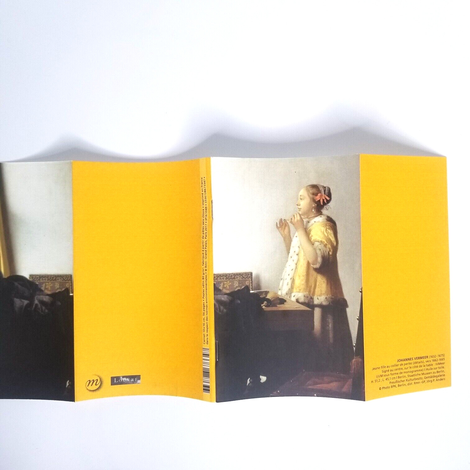 Vermeer Woman With Pearl Necklace Painting Line Notebook Louvre Museum 56 Pages