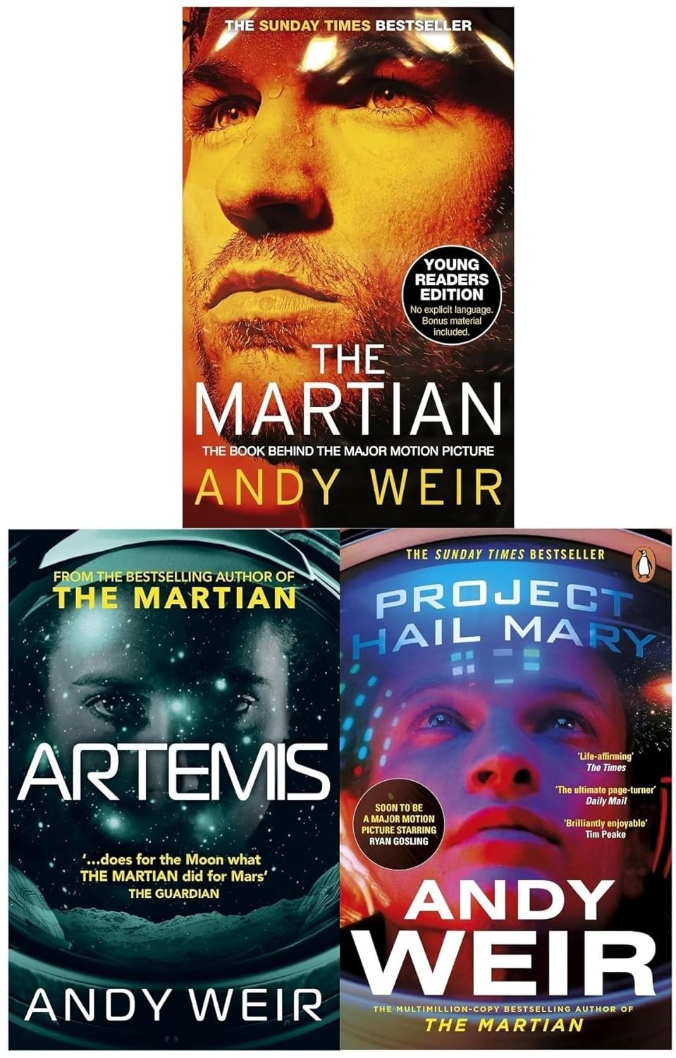 Andy Weir 3 Books Collection Set Project Hail Mary, Artemis, The Martian