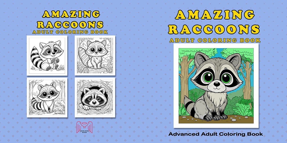 NEW Amazing Raccoons Adult Coloring Book 8.5×8.5 Designs for Adults and Kids