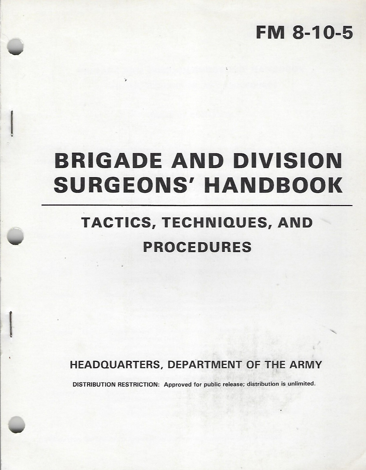 Historical book Brigade and Division Surgeons’ Handbook, Tactics & Techniques