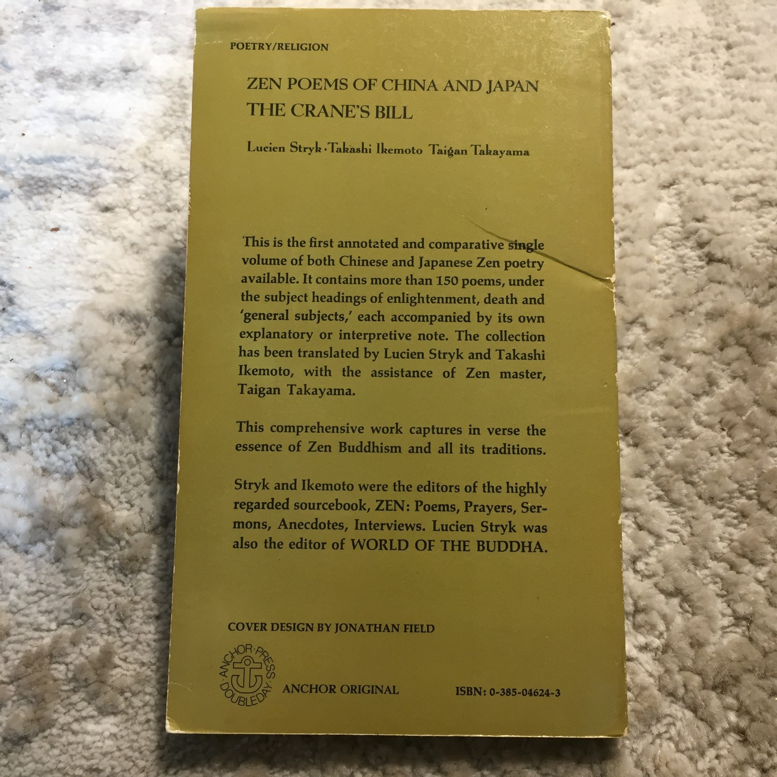 Zen Poems Of China And Japan The Crane’s Bill Lucien Stryk 1973 Anchor Poetry