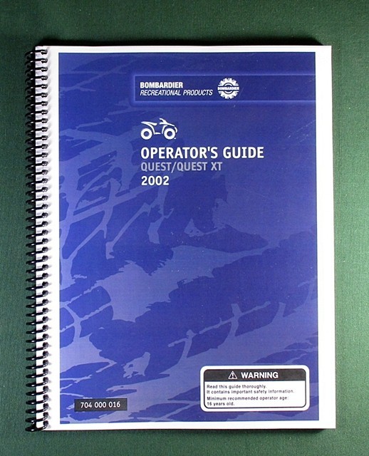 2002 Bombardier Quest 650 Owner’s Manual: With Protective Covers!