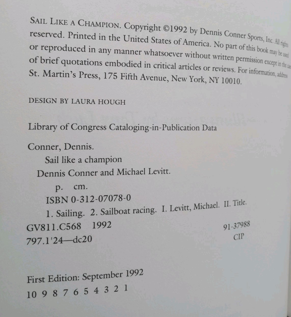 Signed First Edition Sail Like a Champion by Dennis Conner Sailboat Racing HC