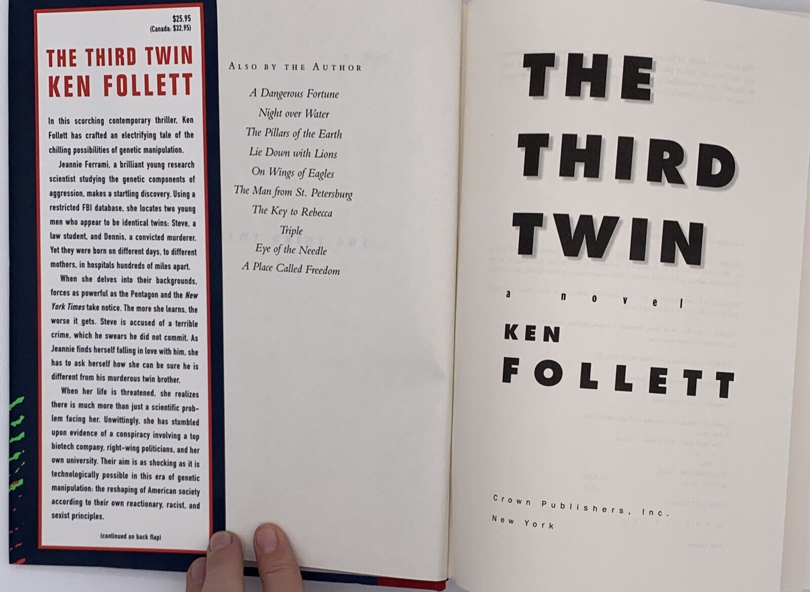 Three Novels by Ken Follett, Third Twin, Code to Zero & Column of Fire, HC B110