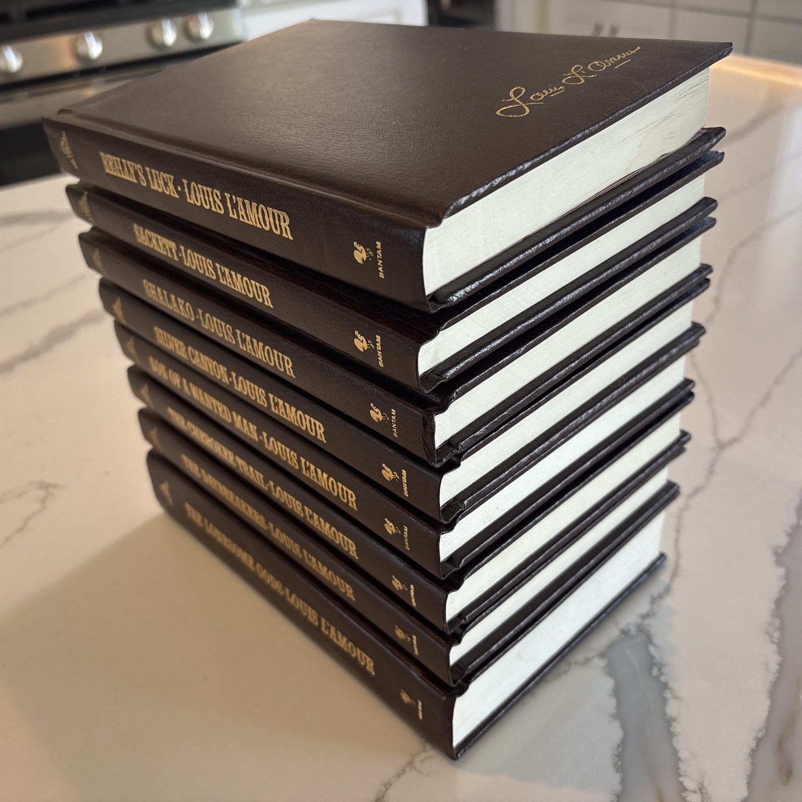 The Louis L’Amour Collection Bantam Leatherette Hardcover Edition Lot Of 8. O-14