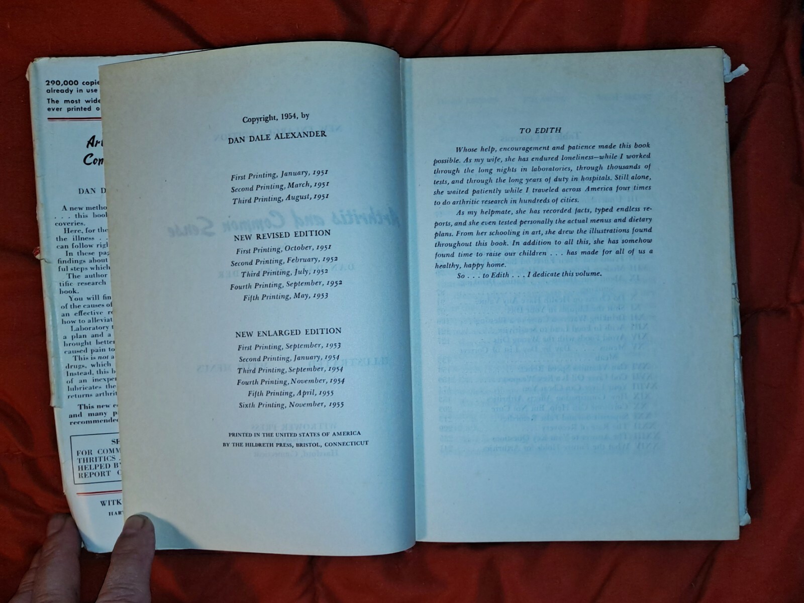Arthritis & Common Sense by Dan Dale Alexander, 1955, includes menus, 255 pages